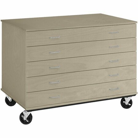 I.D. SYSTEMS 36'' Tall Natural Elm Five Drawer Mobile Storage Cabinet 80392F36019 538392F36019